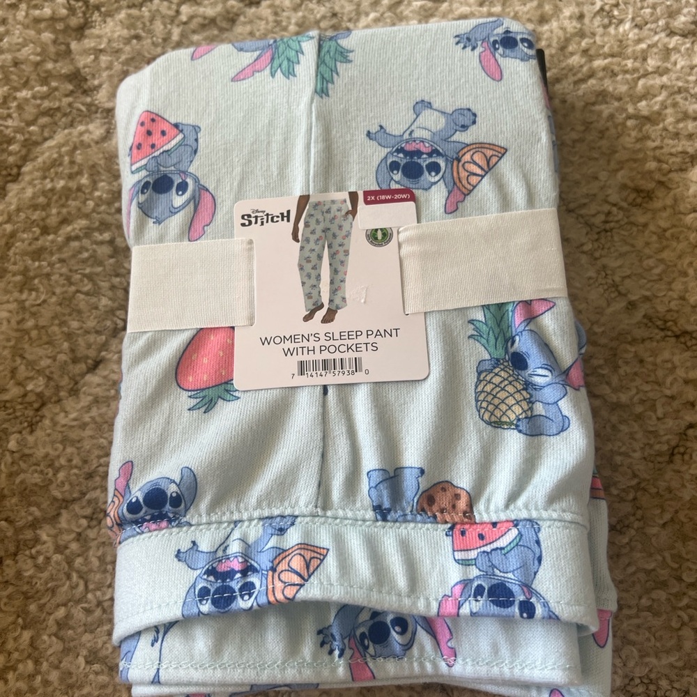 Disney Stitch Light Blue Sleep Pants with Fruit Design